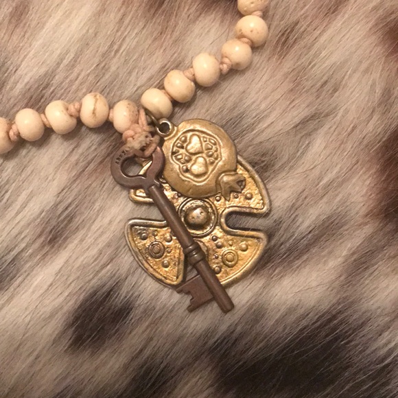 Bone necklace with 3 charms!!! - Picture 2 of 5